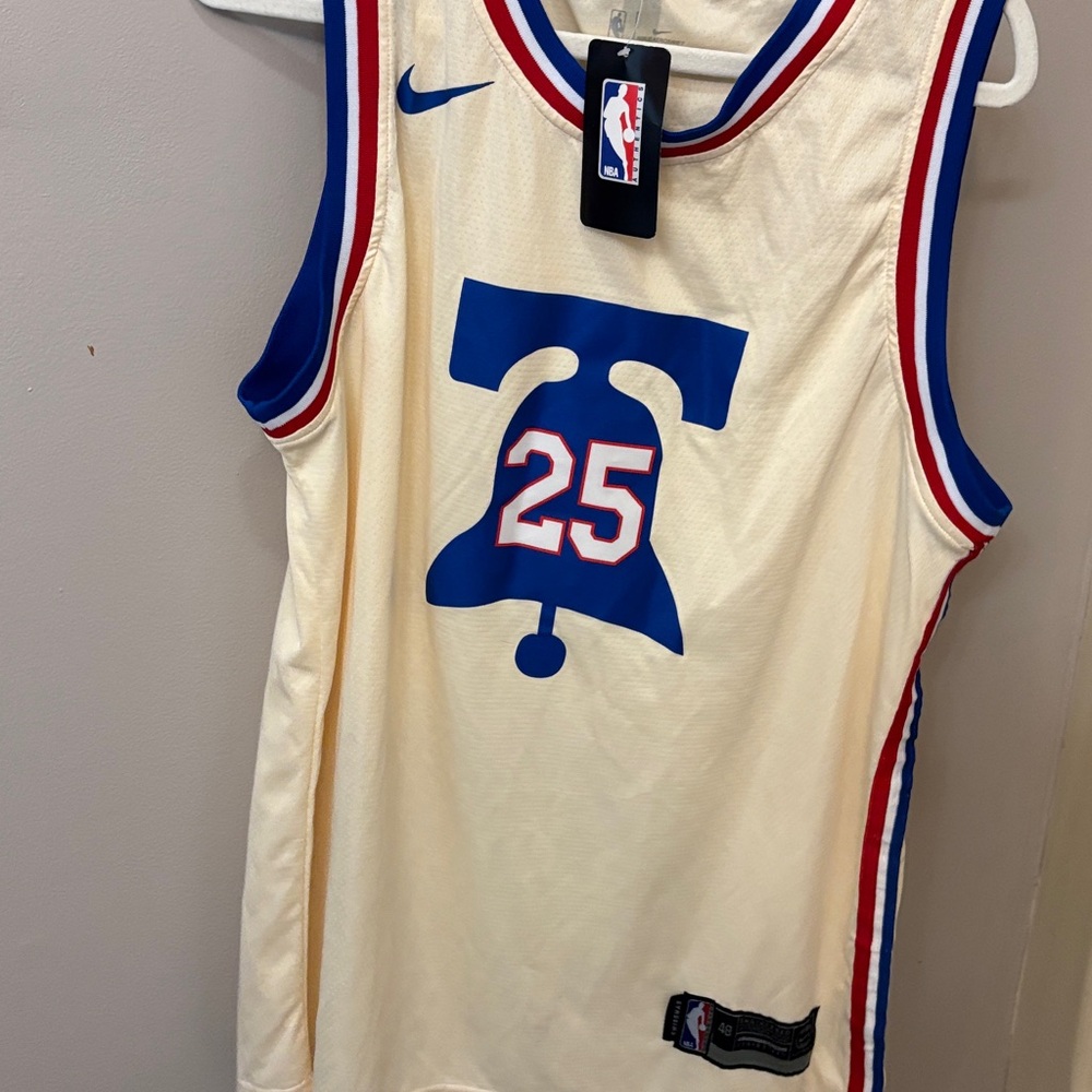 NBA Russell Simmons Jersey 25 Cream and Blue #25 Collector Authentic Vintage NWT